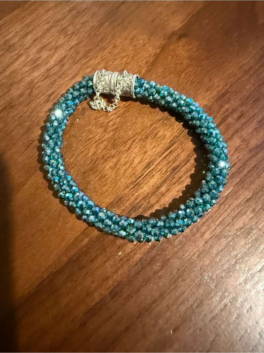 Silpada Sterling Silver & Blue/green glass Second Nature Bracelet B2901 - Picture 2 of 4